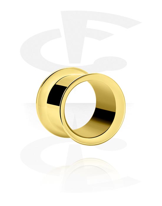 Tunnels & Plugs, Double flared tunnel (surgical steel, gold, shiny finish), Gold Plated Surgical Steel 316L