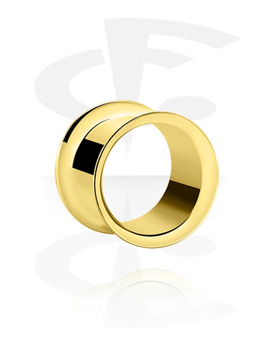 Tunnels & Plugs, Double flared tunnel (surgical steel, gold), Verguld chirurgisch staal 316L