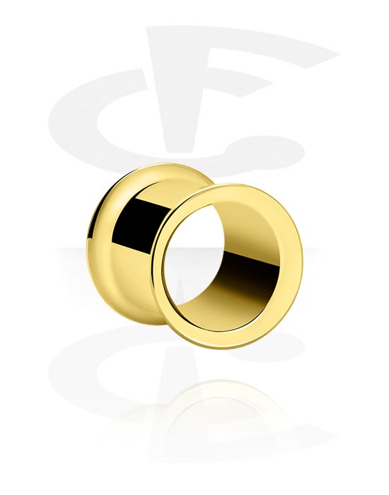 Tunneler & plugger, Double flared tunnel (surgical steel, gold), Gold Plated Surgical Steel 316L
