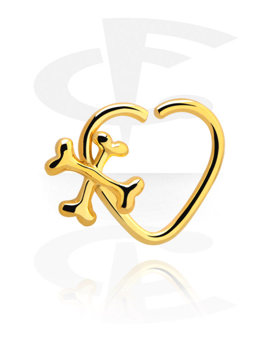 Piercingringer, Heart-shaped Continuous Ring, Gold Plated Surgical Steel 316L