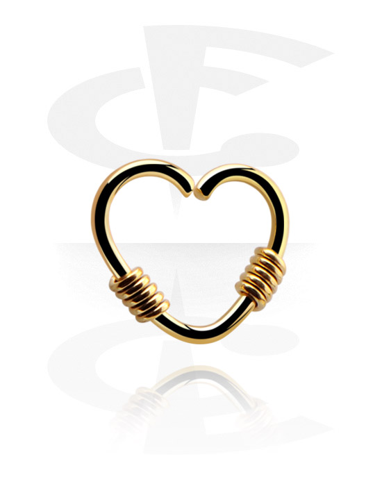 Piercingringer, Heart-shaped continuous ring (surgical steel, gold, shiny finish), Gold Plated Surgical Steel 316L