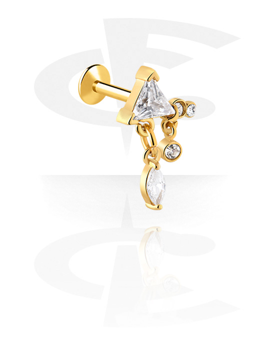 Labrets, Labret with crystal stones, Gold Plated Stainless Steel 316L
