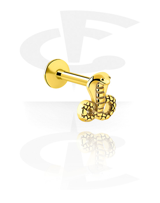 Labrets, Internally Threaded Labret with snake design, Gold Plated Surgical Steel 316L