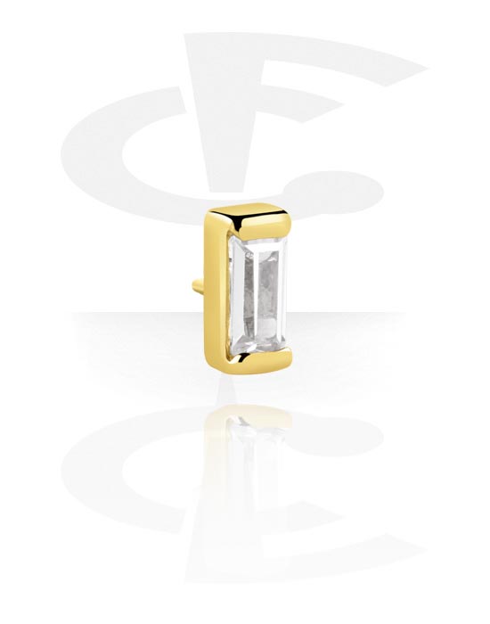 Kuličky, kolíčky a další, Attachment for 1.2mm Internally Threaded Pins s crystal stone, Pozlacená chirurgická ocel 316L