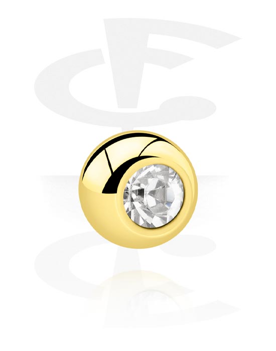 Kuličky, kolíčky a další, Ball s crystal stone, Pozlacená chirurgická ocel 316L