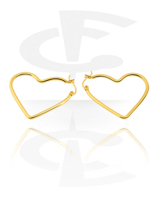 Earrings, Studs & Shields, Earrings with heart design, Gold Plated Surgical Steel 316L