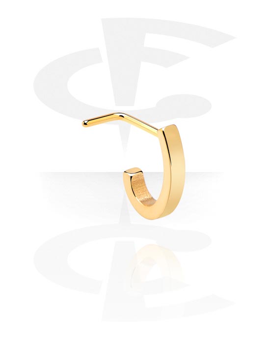 Nesestaver og -ringer, L-shaped nose stud (surgical steel, gold, shiny finish), Gold Plated Surgical Steel 316L