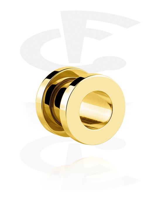 Tunneler & plugger, Screw-on tunnel (surgical steel, gold, shiny finish), Gold Plated Surgical Steel 316L