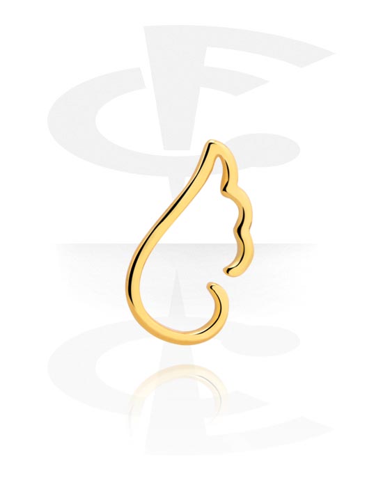 Piercingringer, Wing-shaped continuous ring (surgical steel, gold, shiny finish), Gold Plated Surgical Steel 316L