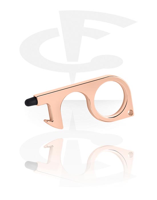 Keychains, Non-contact Door Opener, Rose Gold Plated Brass