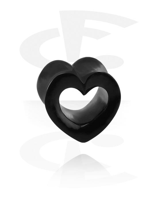 Tunneler & plugger, Heart-shaped double flared tunnel (horn, black), Horn