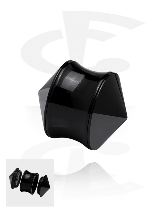 Tunnels & Plugs, Double flared plug (acrylic, black) avec secret compartment, Acrylique