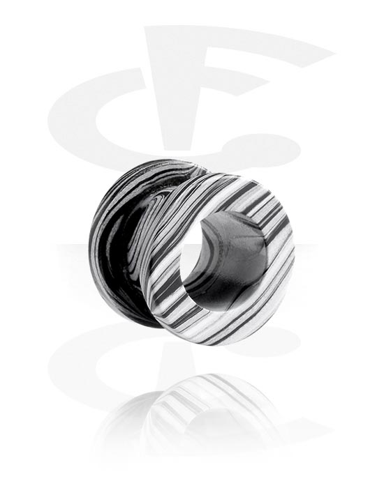 Tunele & plugi, Screw-on tunnel (surgical steel) z black and white design, Stal chirurgiczna 316L