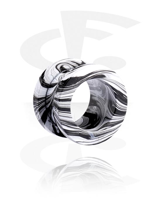 Tunely & plugy, Screw-on tunnel (surgical steel) s black and white design, Chirurgická oceľ 316L
