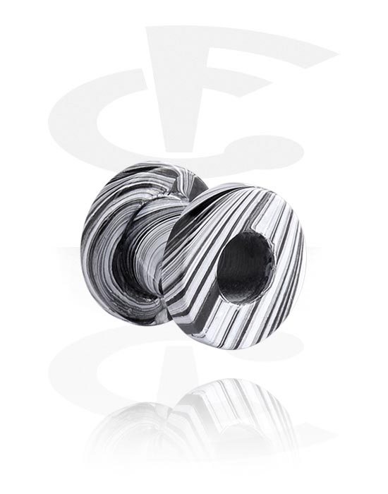 Tunele & plugi, Screw-on tunnel (surgical steel) z black and white design, Stal chirurgiczna 316L