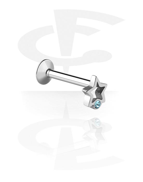 Labretter, Internally Threaded Labret med star attachment, Surgical Steel 316L