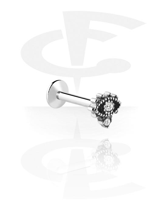 Labrets, Internally Threaded Labret with crystal stones, Surgical Steel 316L