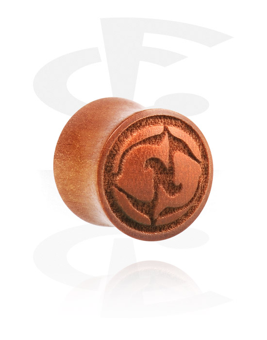 Tunneler & plugger, Double Flared Plug med Laser Engraving, cherry wood