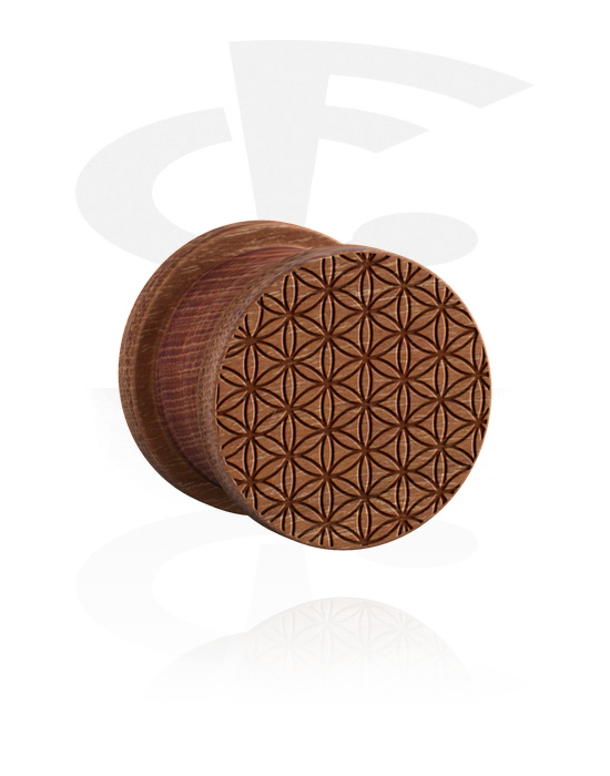 Tunneler & plugger, Ribbed plug (wood) med laser engraving "Mandala", cherry wood