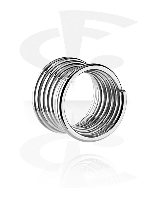 Tunneler & plugger, Double flared tunnel (surgical steel, silver) med spirale style, Surgical Steel 316L