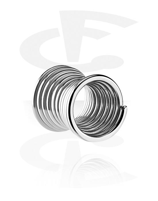 Tunneler & plugger, Double flared tunnel (surgical steel, silver) med spirale style, Surgical Steel 316L