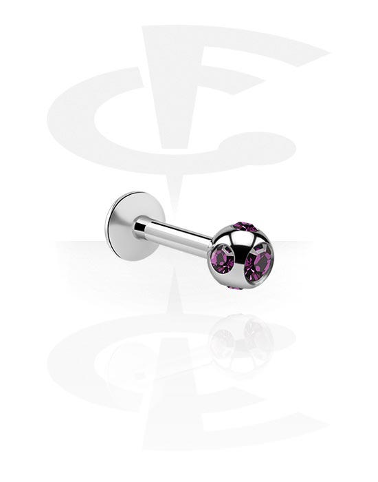 Labrets, Labret with Jewelled Ball, Surgical Steel 316L