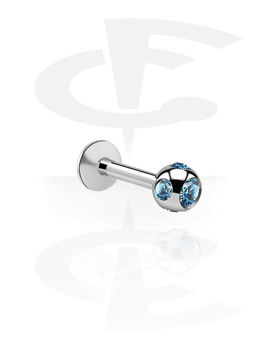 Labrets, Labret with Jewelled Ball, Surgical Steel 316L