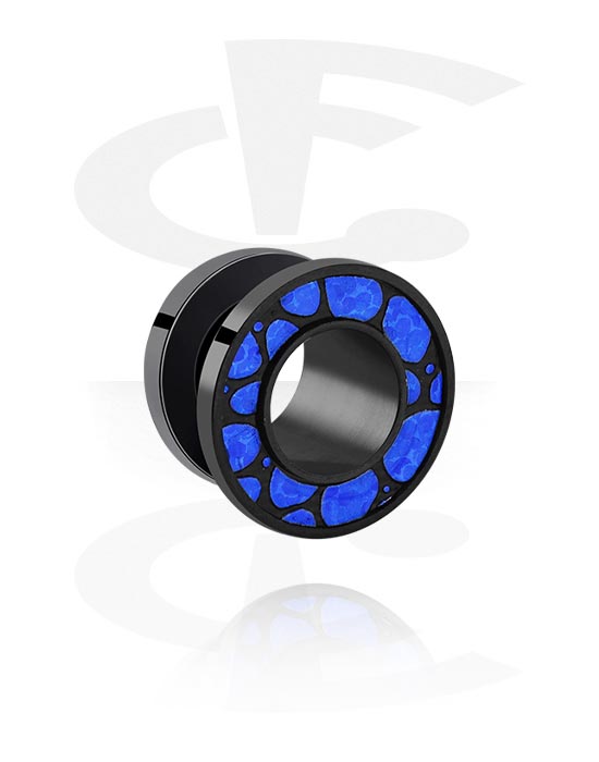 Tunneler & plugger, Tunnel (surgical steel, black) med coloured inlay, Surgical Steel 316L