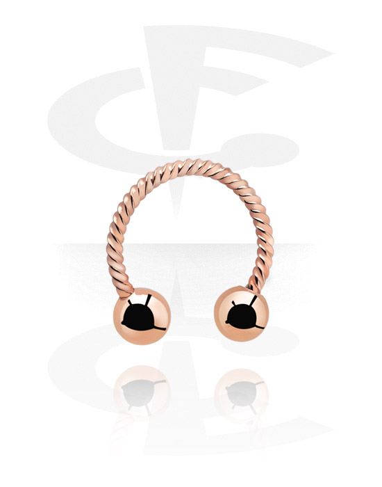 Circular Barbells, Circular Barbell with balls, Rose Gold Plated Surgical Steel 316L