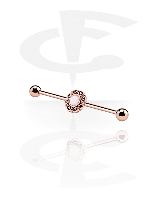 Barbells, Industrial Barbell, Rose Gold Plated Surgical Steel 316L, Zinc Alloy