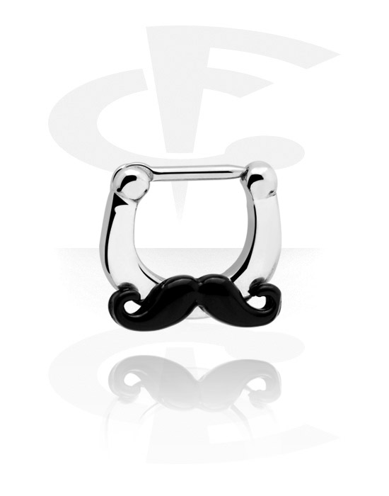 Piercings nez & Septums, Septum à clipser avec mustache, Acier chirurgical 316L, Cuivre revêtu
