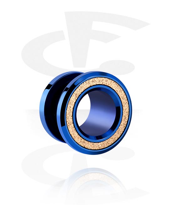 Tunnels & Plugs, Screw-on tunnel (surgical steel, blue) avec diamond look, Acier chirurgical 316L