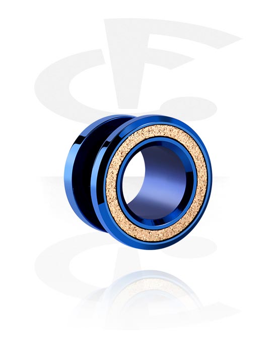 Tunneler & plugger, Screw-on tunnel (surgical steel, blue) med diamond look, Surgical Steel 316L