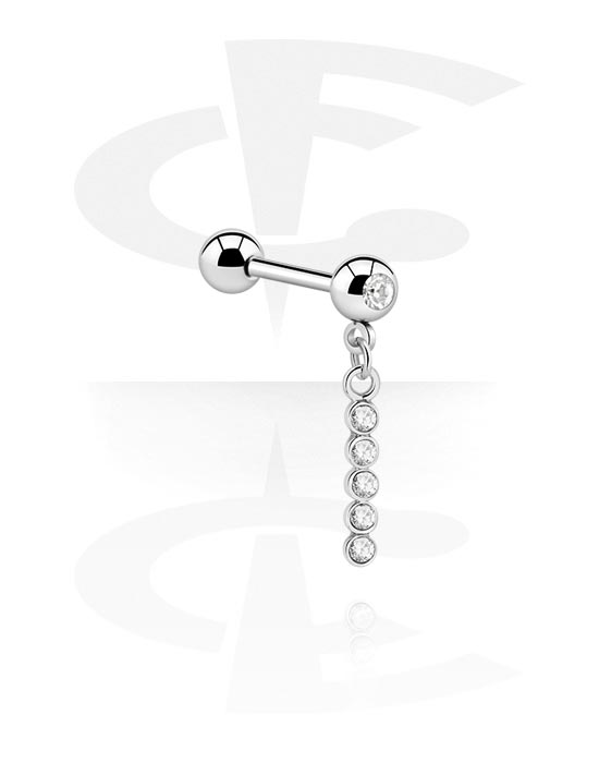 Barbeller, Jeweled Barbell with Charm, Surgical Steel 316L, Plated Brass