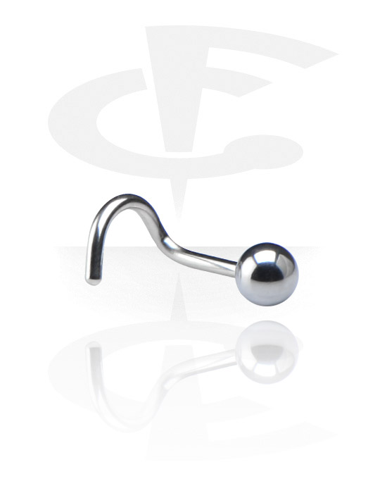 Nose Jewelry & Septums, Curved nose stud (surgical steel, silver, shiny finish), Surgical Steel 316L