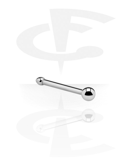 Nose Jewelry & Septums, Straight nose stud (surgical steel, silver, shiny finish), Surgical Steel 316L