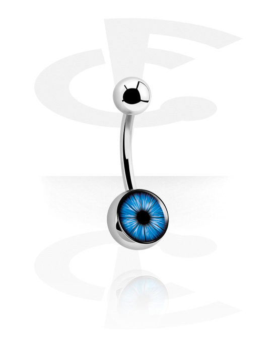 Zahnuté činky, Belly button ring (surgical steel, silver, shiny finish) s Eye Design, Chirurgická ocel 316L