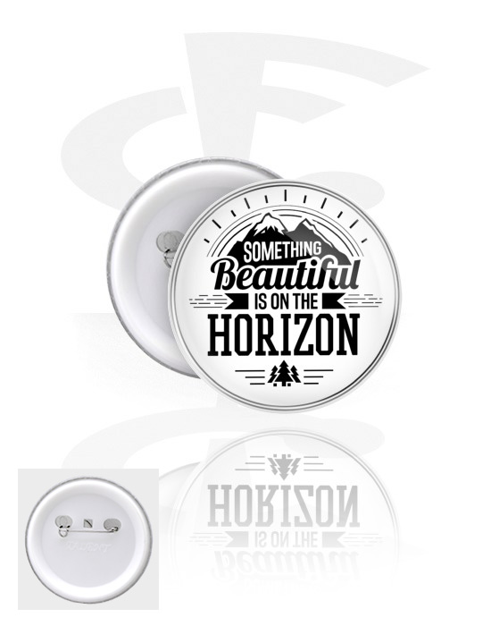 Buttons, Button s "Something beautiful is on the horizon" lettering, Pokositreni lim, Plastika
