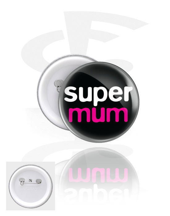 Buttons, Button s "Super mum" lettering, Pokositreni lim, Plastika