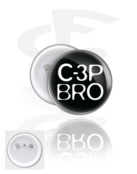 Buttony, Button s "C-3P BRO" lettering, Pocínovaný plech, Plast