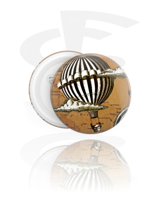 Buttons, Pin com motif "hot-air balloon", Folha de flandres ,  Plástico