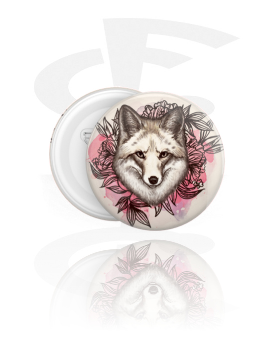 Buttons, Button with wolf design, Tinplate ,  Plastic