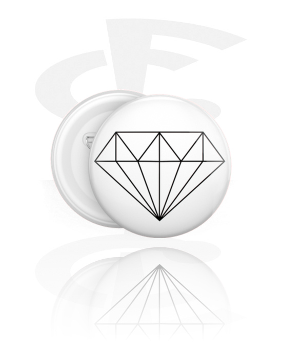 Buttons, Pin com diamond design, Folha de flandres ,  Plástico