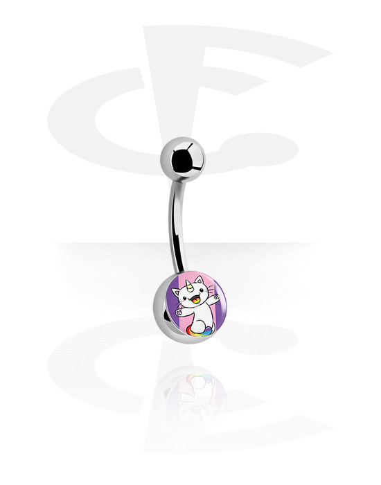 Curved Barbells, Fashion Banana with Chubby Unicorn Design, Surgical Steel 316L
