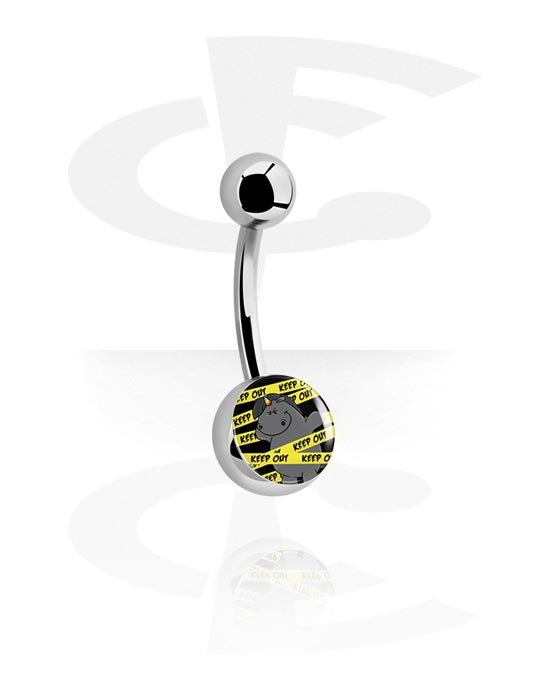 Curved Barbells, Fashion Banana with grumpy unicorn design, Surgical Steel 316L