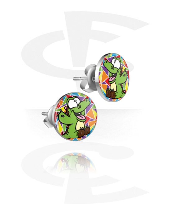 Earrings, Studs & Shields, Ear Studs with Chubby Unicorn Design, Surgical Steel 316L