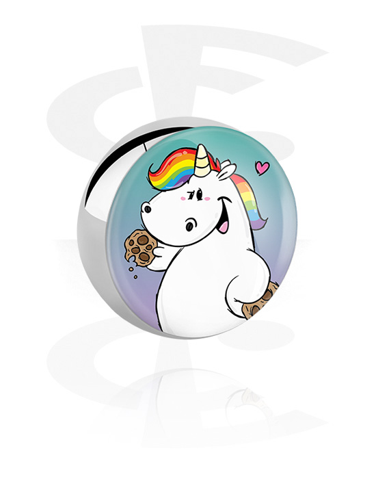 Balls, Pins & More, Ball with Chubby Unicorn Design, Surgical Steel 316L