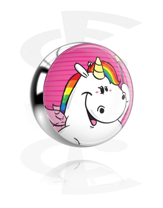 Balls, Pins & More, Ball with Chubby Unicorn Design, Surgical Steel 316L