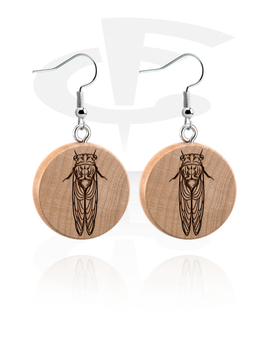 Earrings, Studs & Shields, Earrings with Insect Design, Wood
