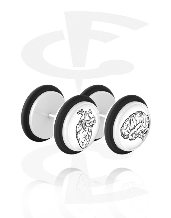 Falske piercinger, 1 Pair Fake Plugs med O-Rings, Acrylic, Surgical Steel 316L